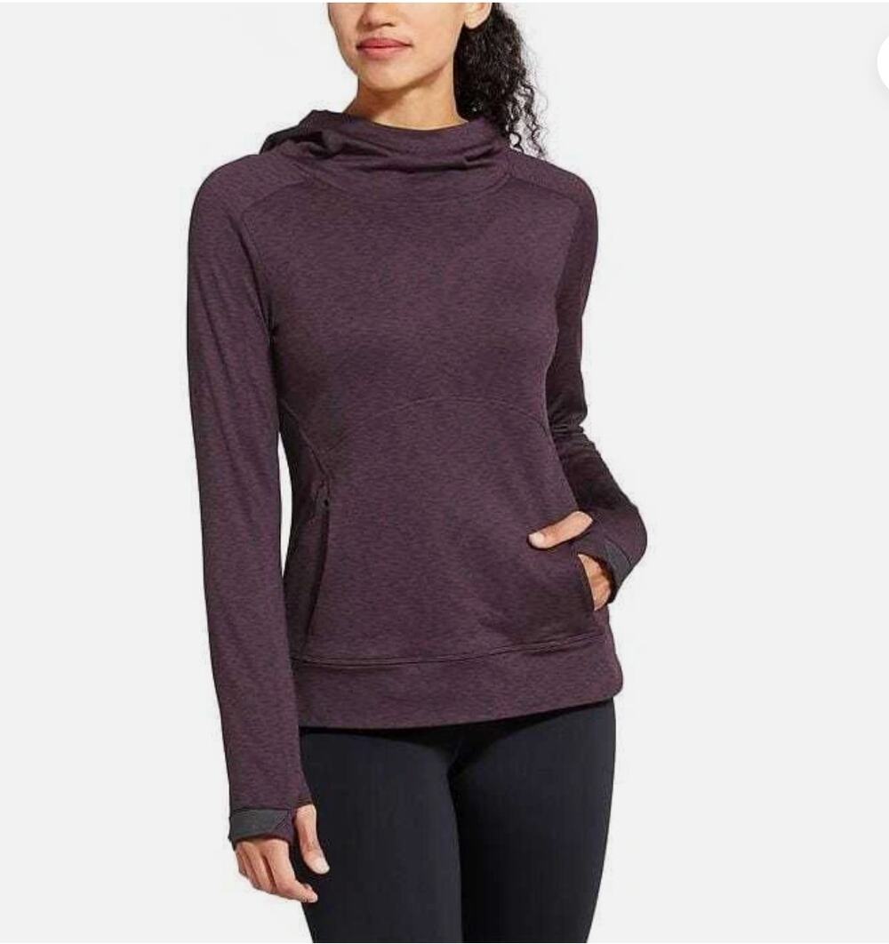 Athleta Striated Stowe Hoodie Pullover M Medium Plum Purple Black
